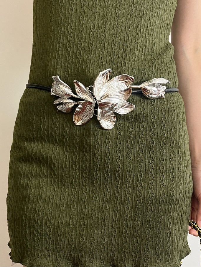 Vintage gold tulip flower decorative belt