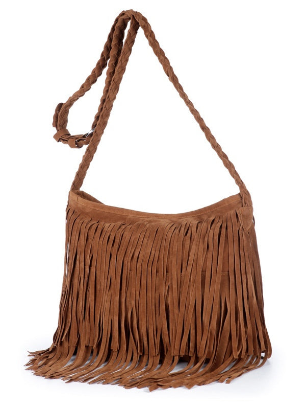 Frosted tassel women's crossbody shoulder bag