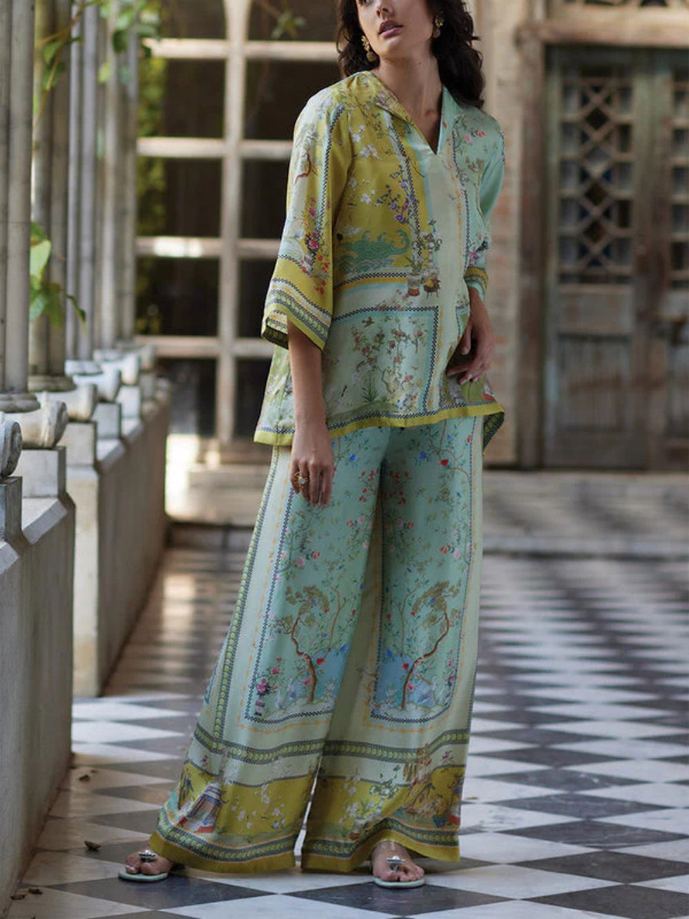 Flair Fusion Flowers Pants Set