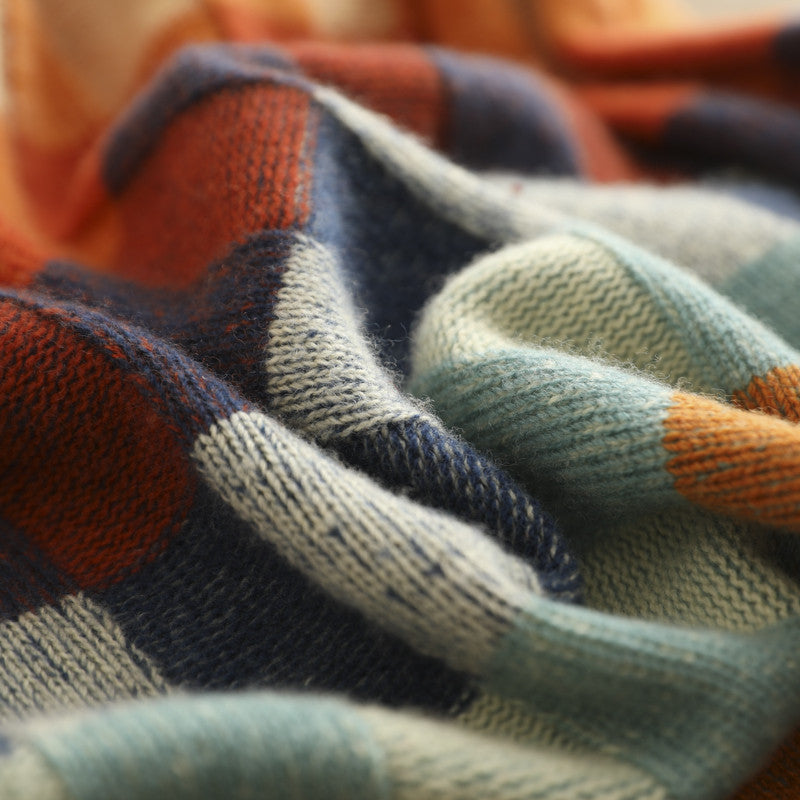 Casual Rainbow Plaid Sweater