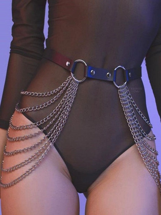 Multi-layered tassel chain exaggerated waist chain belt
