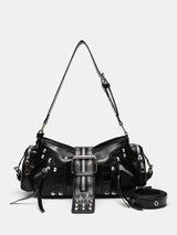 Rivet one-shoulder commuter crossbody motorcycle bag