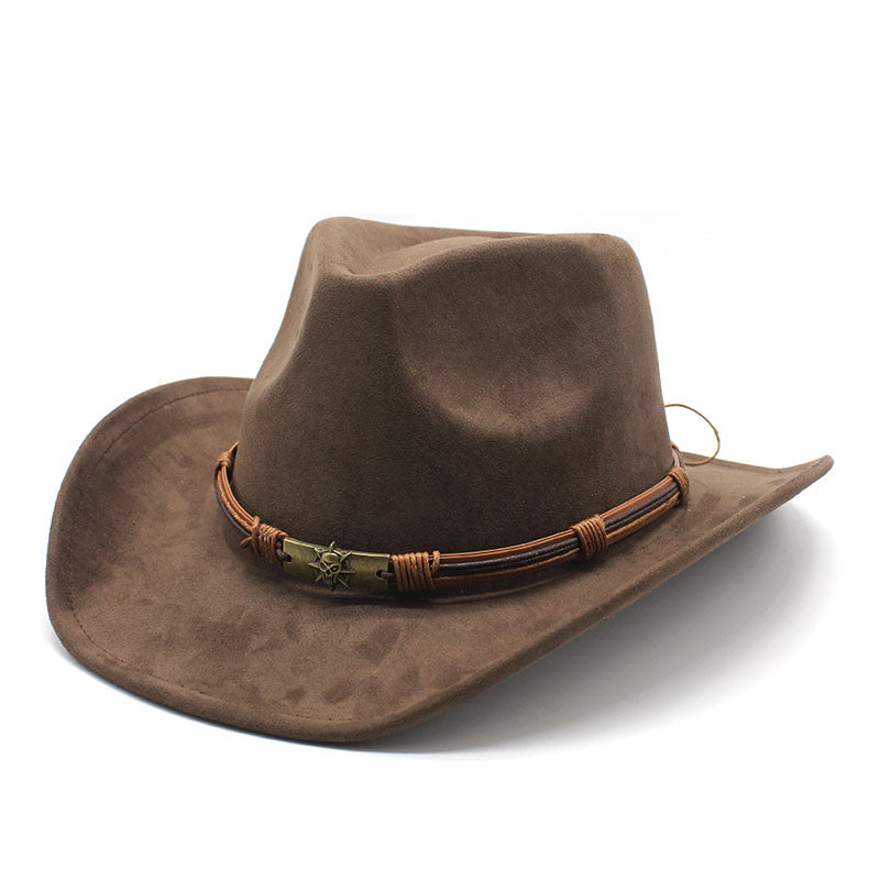 Suede curled brim western cowboy hat