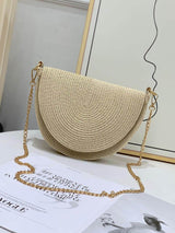 Semicircle Braided Small Fragrant Chain Straw Bag