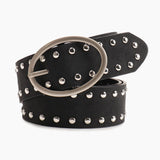 Oval buckle millennial style fashion rivet belt