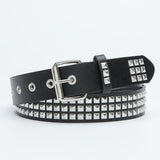Square bead rivet pyramid inlaid women's belt