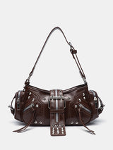 Rivet one-shoulder commuter crossbody motorcycle bag