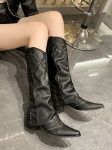 Women's high boots with rivet high boots