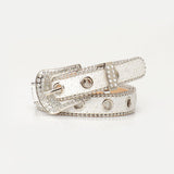 Trendy and unique rhinestone buckle women's belt