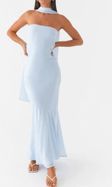 Digital print backless dress