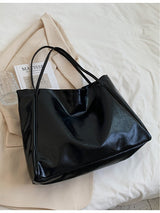 Large-capacity soft leather shoulder bucket bag