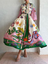 Pleated Long Sleeve Loose Dress