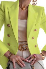 Chic Solid Long Sleeve Buttons Slim Coat