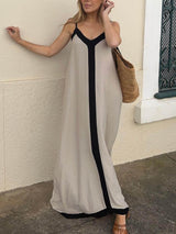 Lavechic Colorblock Suspender Midi Dress