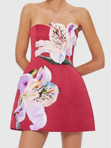 Floral embroidered tube top mini dress