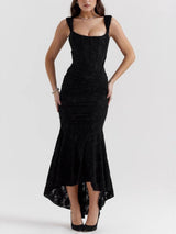 Black bell floral maxi dress