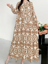 Printed lantern sleeves loose dress