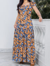 Square Neck Printed Maxi Dress