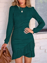 Early Fall Long-Sleeved Knit Mini Dress