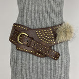 Women's Fur Belt Retro Versatile Faux Leather Belt