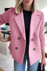 Lapel Button-Down Knit Sleeve Casual Jacket