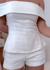 White Cotton and Linen Two-piece Suit