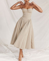 French suspender temperament tube top court style dress