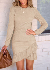 Early Fall Long-Sleeved Knit Mini Dress