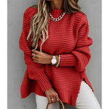 Side Split Knitted  Sweater Top