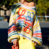 Casual Colorful Striped Knitted Sweater