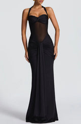 Strapless Lace-up Maxi Dress