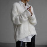 Lazy Loose Faux Mink Long-sleeved Warm Cardigan