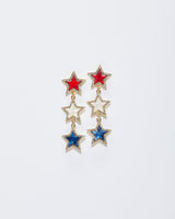 Patriotic Triple Star Drop Earrings