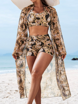 Multicolor printed three-piece swimsuit