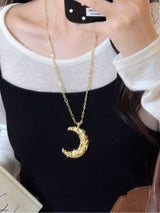 Retro Women's Silver Star and Moon Necklace