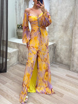 Off-the-shoulder Diamond-embellished Pleated Fitted Slit Maxi Dress