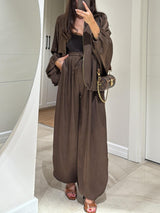 Brown Jacket + Drawstring Pants Casual Two-piece Suit