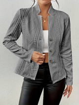 Elegant Solid Color Textured Blazer