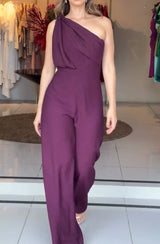 Purple One-shoulder Jumpsuit