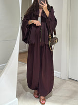 Brown Jacket + Drawstring Pants Casual Two-piece Suit