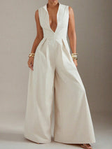 Wide Leg Zip-Up Sleeveless Jumpsuit