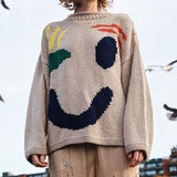 Casual Knitted Smiley Sweater