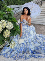 Organza Floral Print Tie Strap Maxi Dress