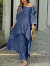 Fashionable Solid Color Two-piece Set