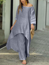 Fashionable Solid Color Two-piece Set