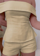 White Cotton and Linen Two-piece Suit